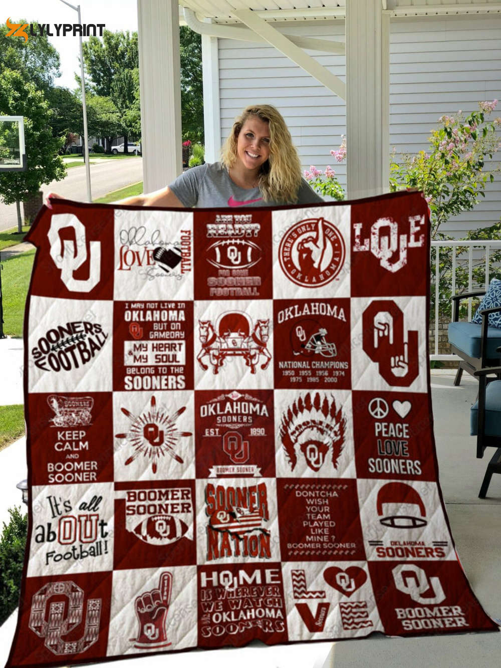 oklahoma sooners quilt blanket for fans home decor gift