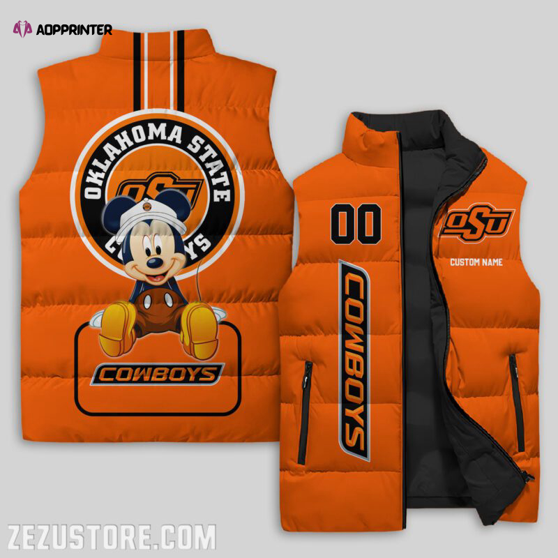 oklahoma state cowboys ncaa sleeveless puffer jacket custom for fans gifts 1