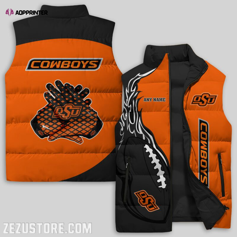 oklahoma state cowboys ncaa sleeveless puffer jacket custom for fans gifts 2