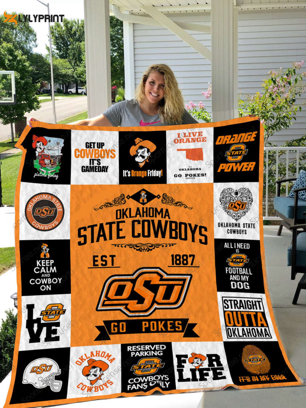 oklahoma state cowboys quilt blanket for fans home decor gift 1a 3