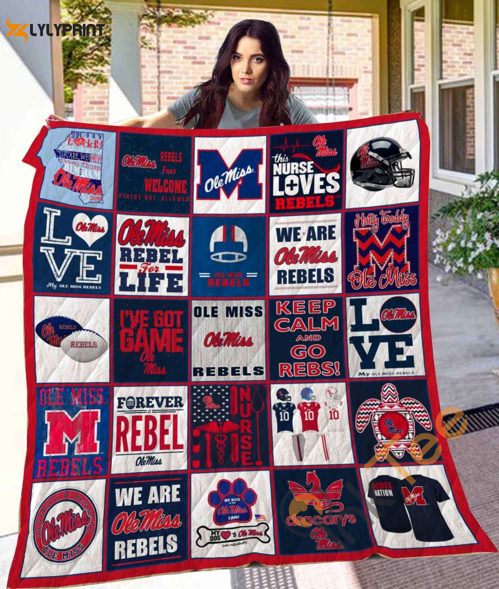 ole miss rebels 1 quilt blanket 1