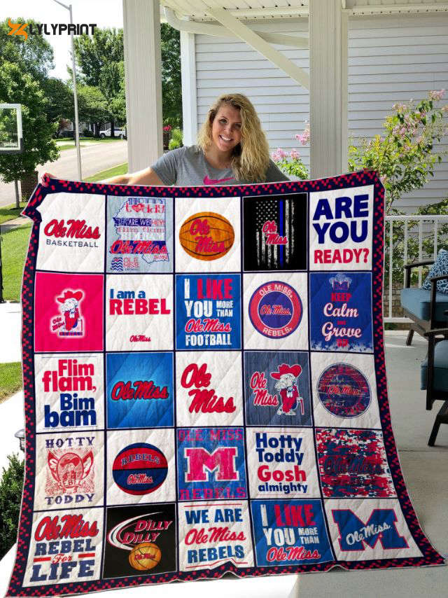 ole miss rebels 2 quilt blanket for fans home decor gift 3