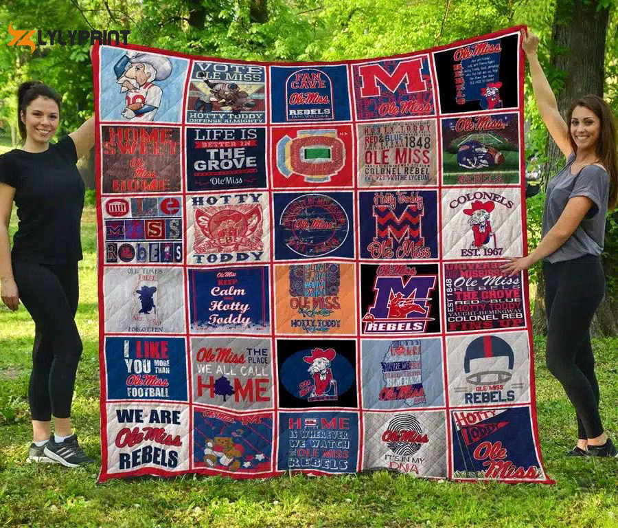 ole miss rebels 4 quilt blanket for fans home decor gift 1