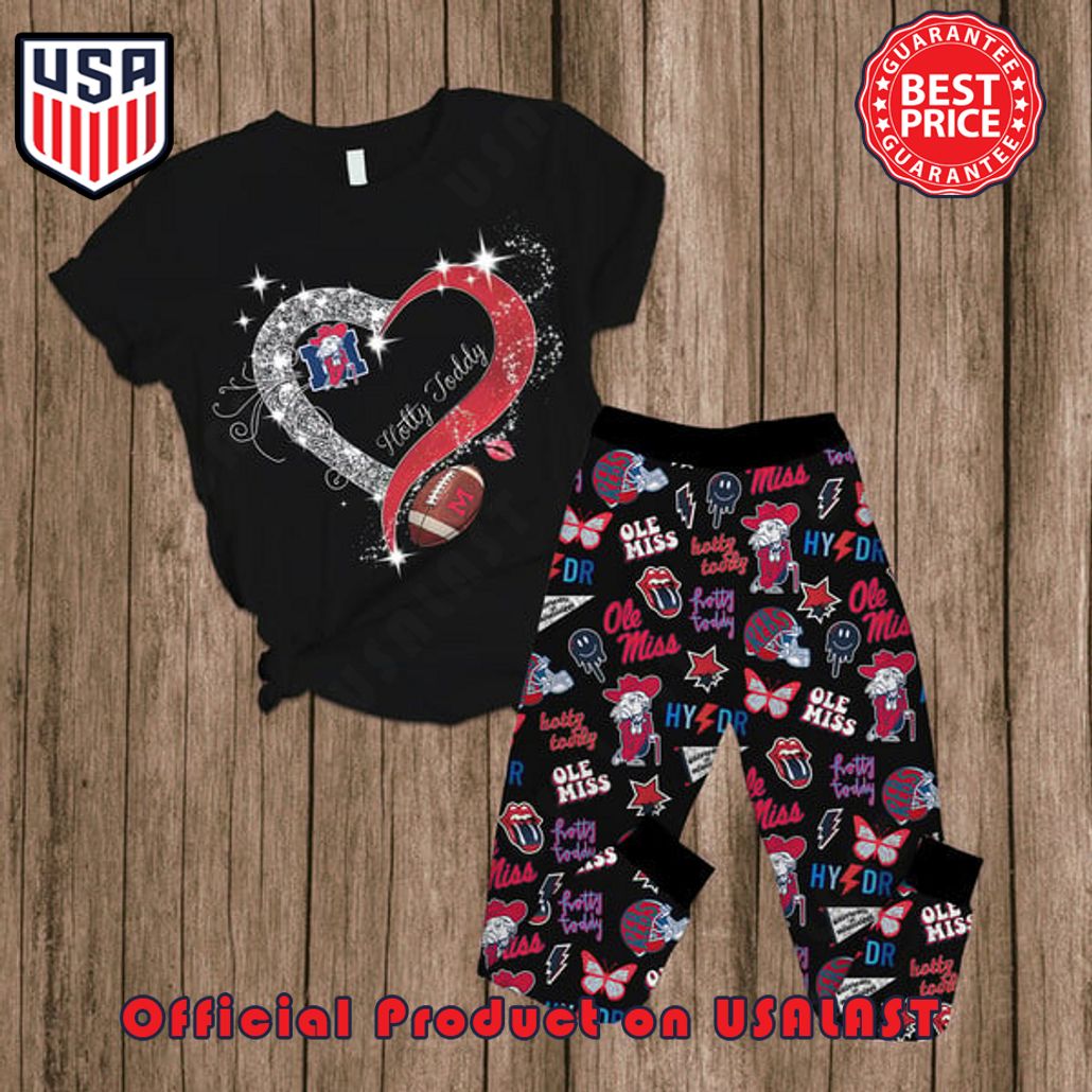 ole miss rebels hotty toddy black pajamas set 1 CaP79