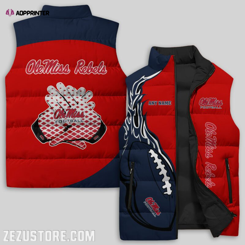 ole miss rebels ncaa sleeveless puffer jacket custom for fans gifts 1