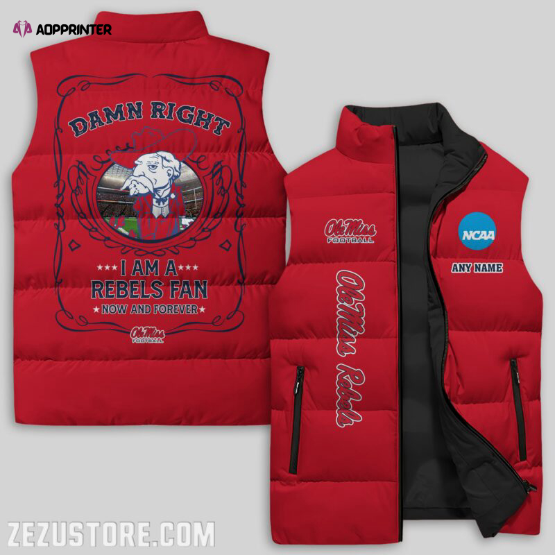 ole miss rebels ncaa sleeveless puffer jacket custom for fans gifts