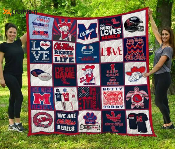 ole miss rebels quilt blanket 2a