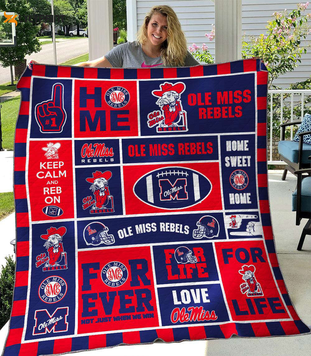 ole miss rebels quilt blanket for fans home decor gift 1