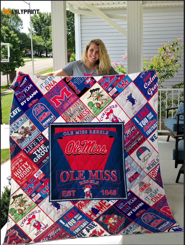 ole miss rebels quilt blanket for fans home decor gift 2c 3