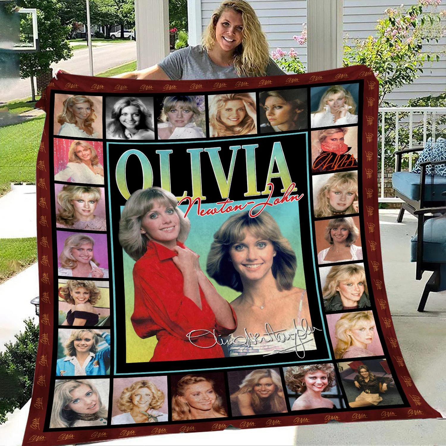 olivia newton john signature throw blanket nimi1