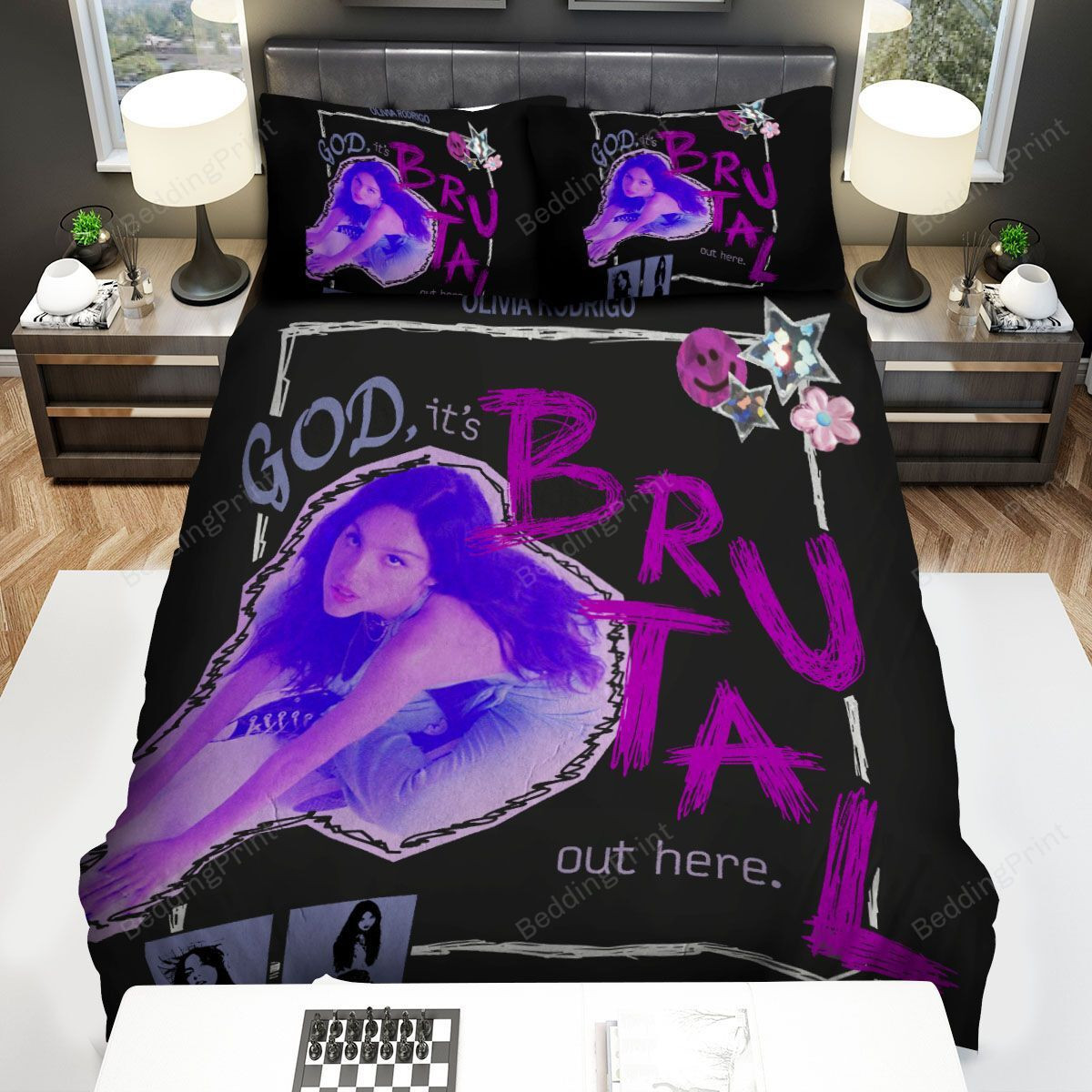 olivia rodrigo heartbreak hotline purple theme bed sheets duvet cover bedding sets xskcj