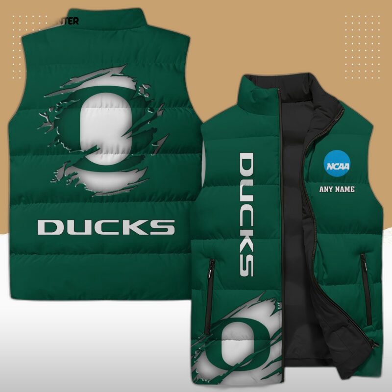 oregon ducks ncaa sleeveless puffer jacket custom for fans gifts yKh7ff