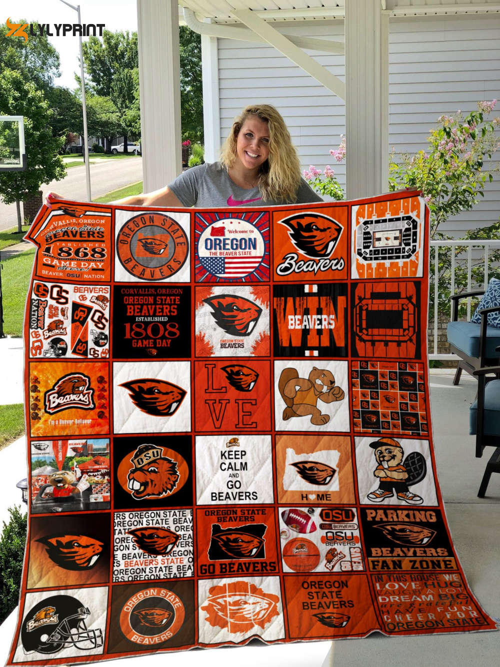 oregon state beavers quilt blanket for fans home decor gift