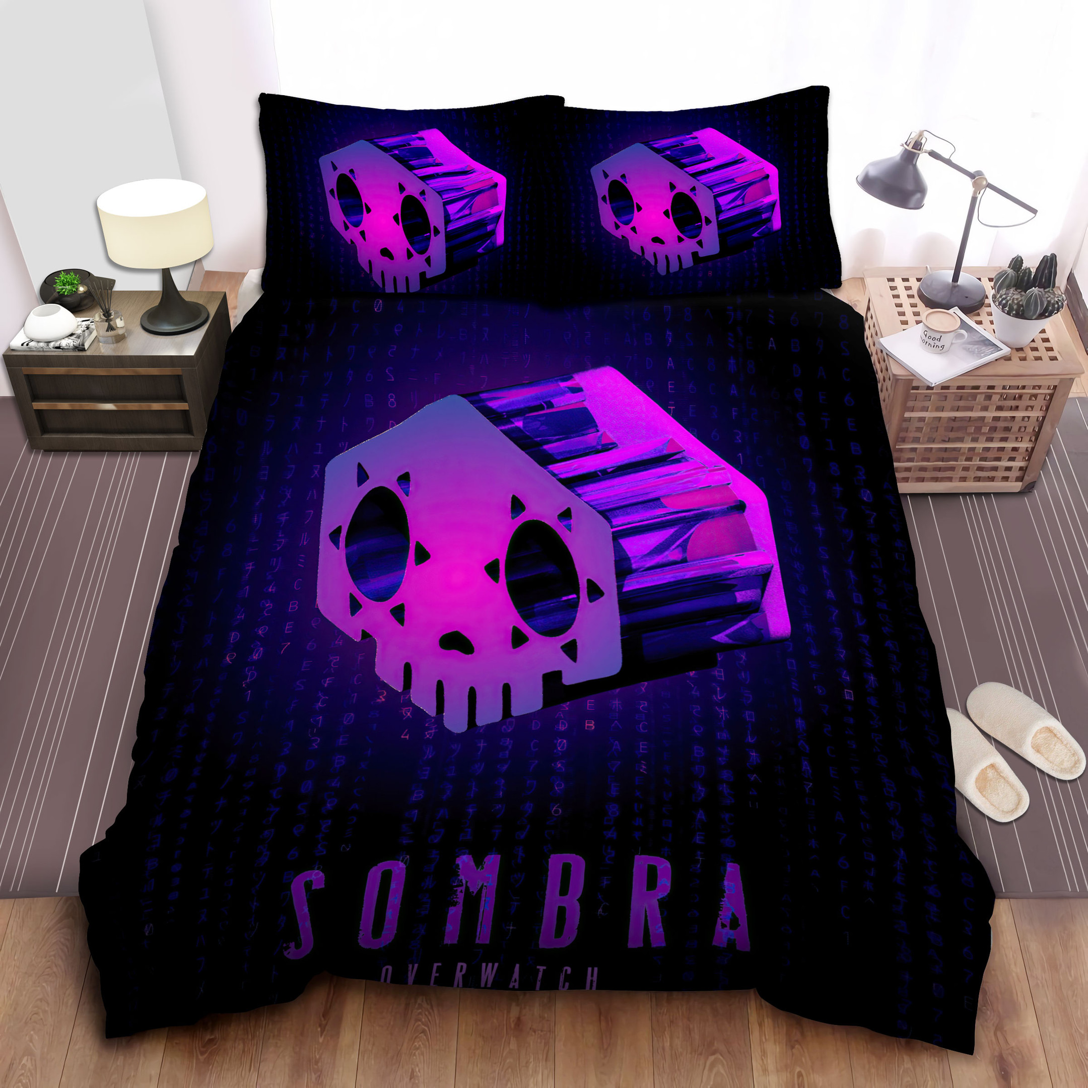 overwatch the symbol of sombra in 3d digital art bed sheets spread comforter duvet cover bedding sets hjkxg