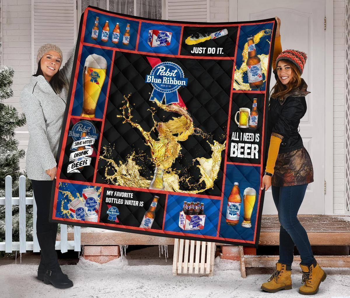 pabst blue ribbon quilt blanket all i need is beer gift idea sprcp