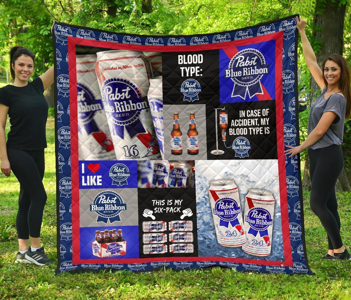 pabst blue ribbon quilt blanket funny gift for beer lover afj2u