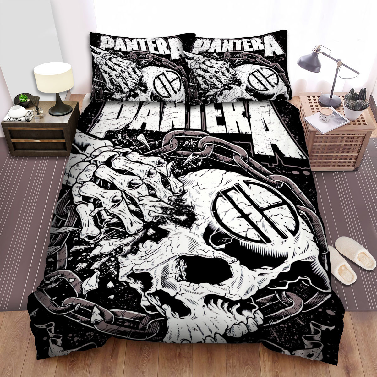 pantera the skull with chains duvet cover bedroom sets comfortable bedding sets jwbyz