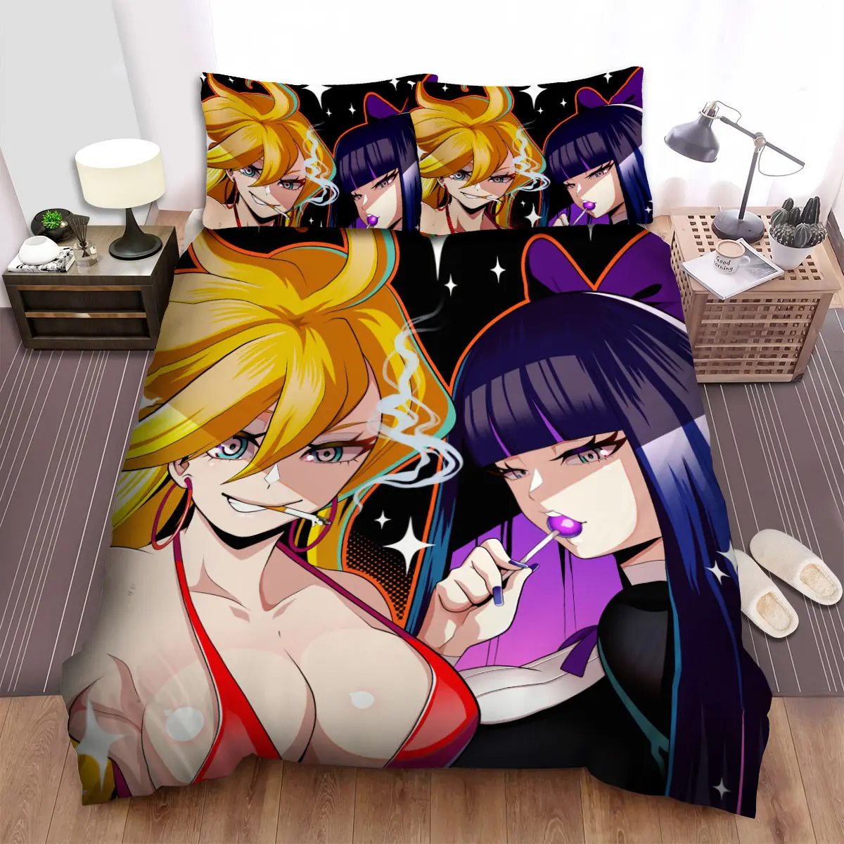 panty stocking with garterbelt the anarchy sisters sexy illustration bed sheets spread duvet cover bedding sets 4cqts