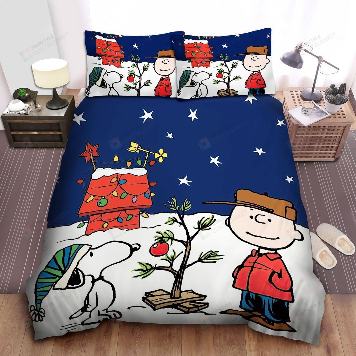 peanuts charlie brown snoopy decorating for christmas bed sheets duvet cover bedding sets xgnha