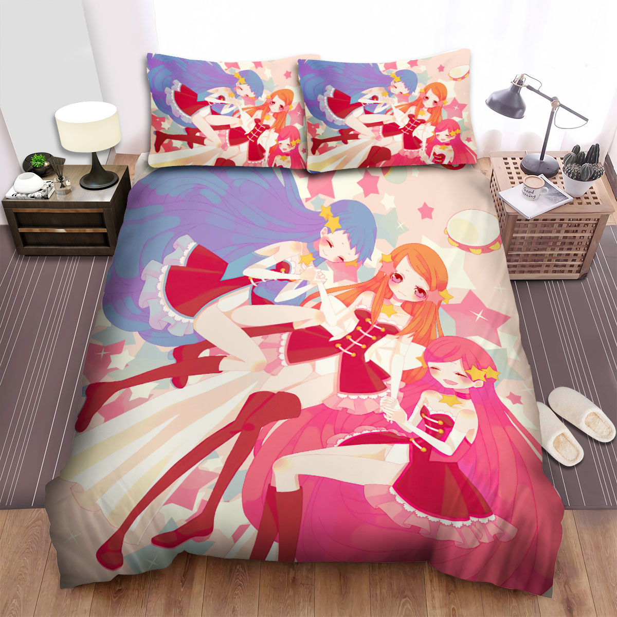 penguindrum the triple h digital illustration bed sheets spread duvet cover bedding sets chcek