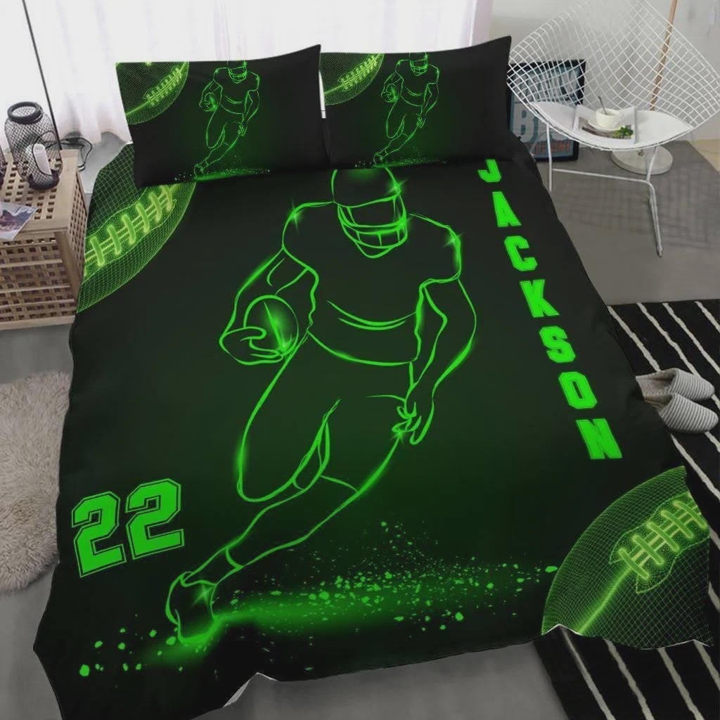 personalized american football ggreen light duvet cover bedroom sets comfortable bedding sets vvg3x