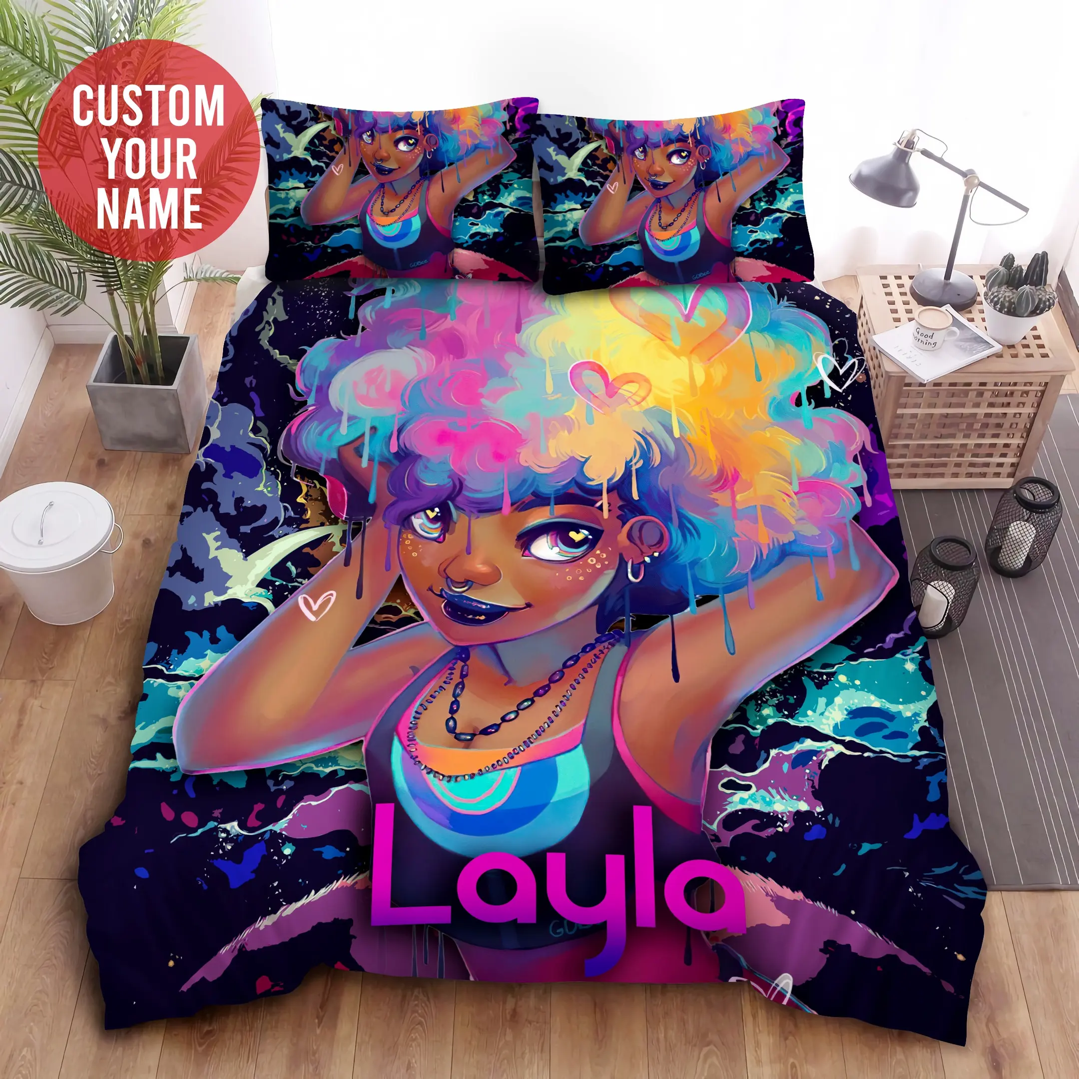 personalized black girl and music duvet cover bedroom sets comfortable bedding sets j1wut
