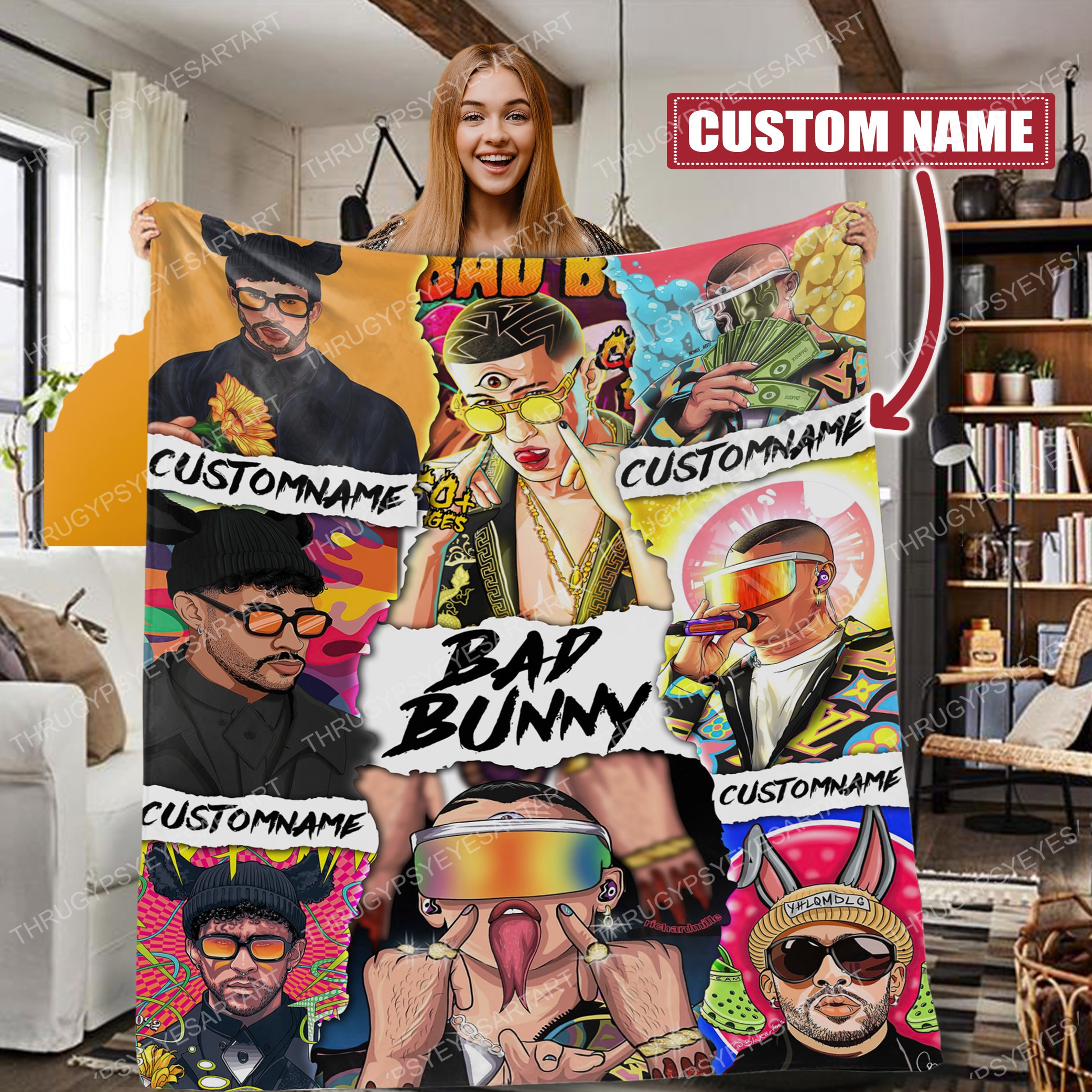 personalized custom name bad bunny un verano sin ti 2022 blanket tplfn