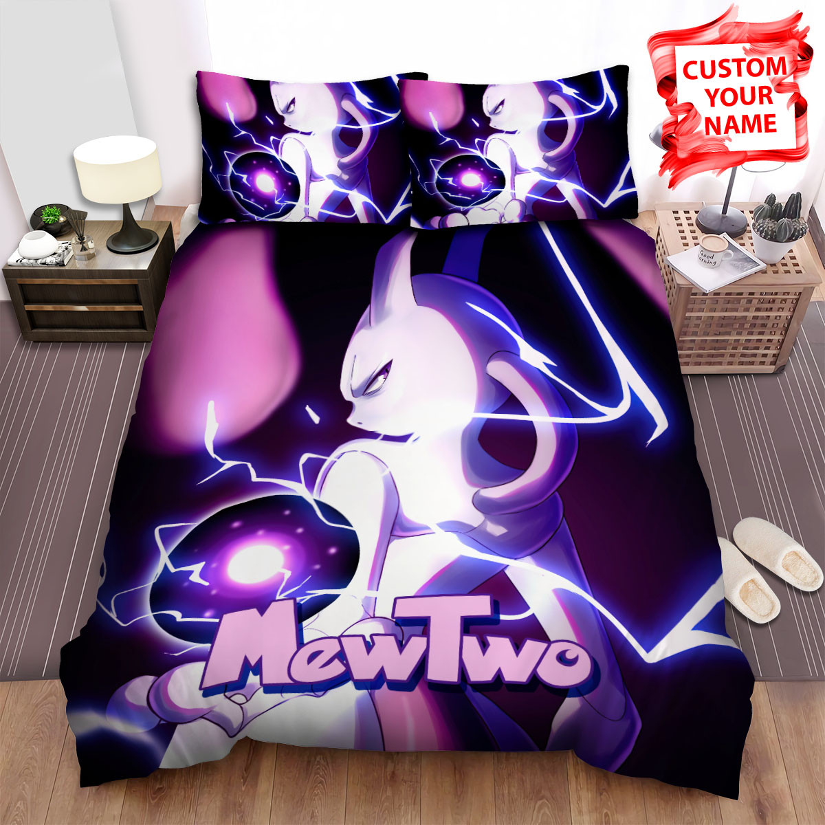 personalized furious mewtwo with shadow ball bed sheets spread duvet cover bedding sets vntv3