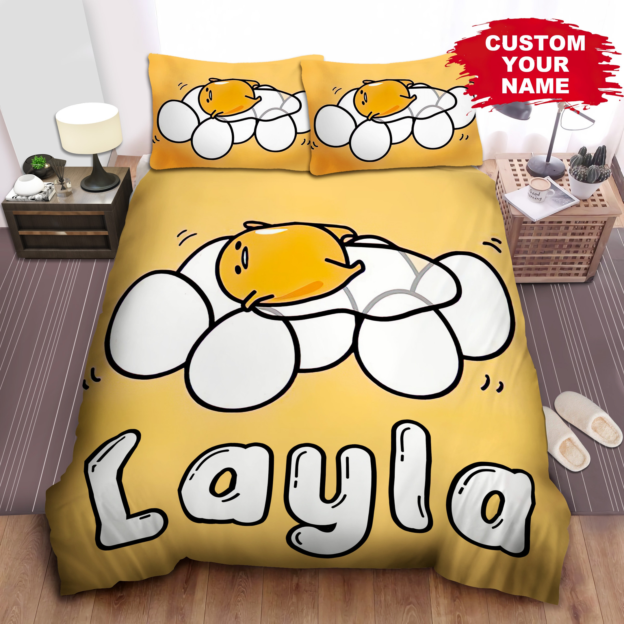 personalized gudetama sleeping on eggs duvet cover bedroom sets comfortable bedding sets kxtt7