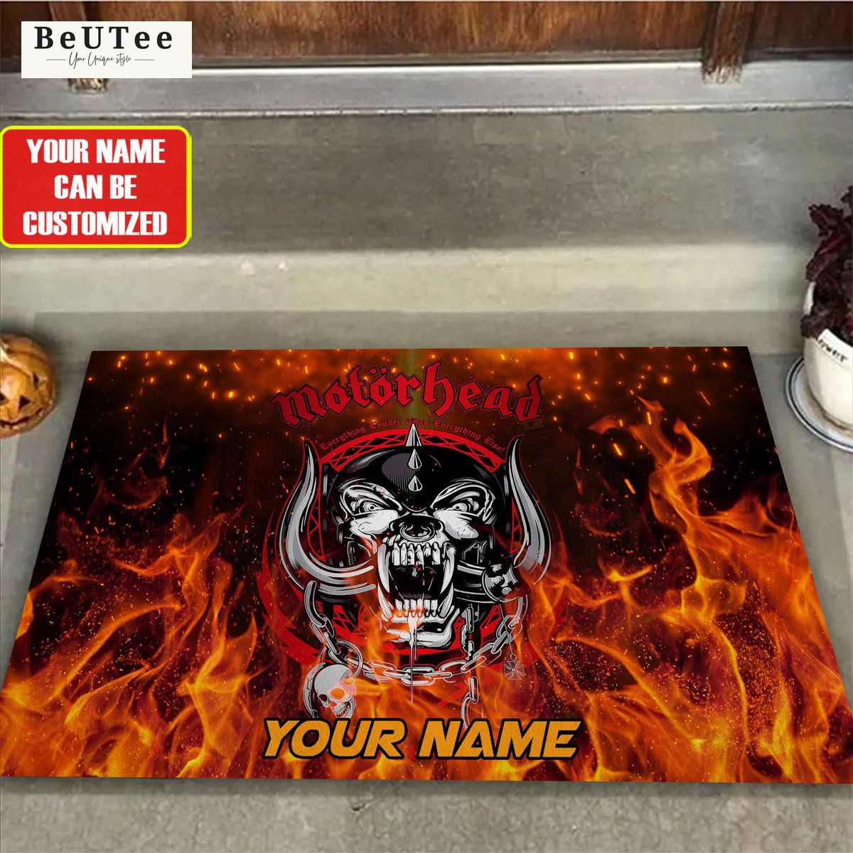 personalized name motorhead inferno fire doormat 1 0NA8y