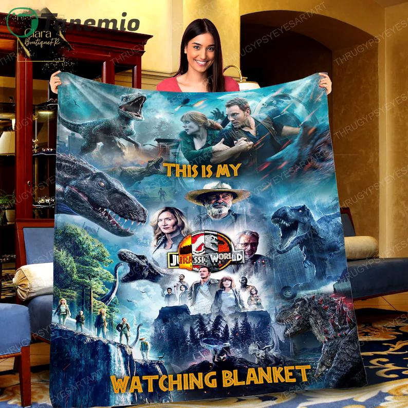 personalized name this is my jurassic world watching blanket fleece blanket mink sherpa blanket jurassic park blanket quilt blanket 20231004122329624