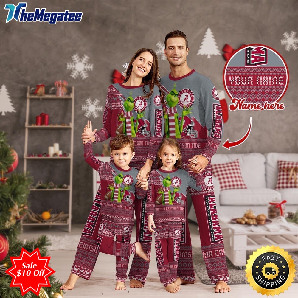 personalized ncaa alabama crimson tide pajamas xmas for sport family