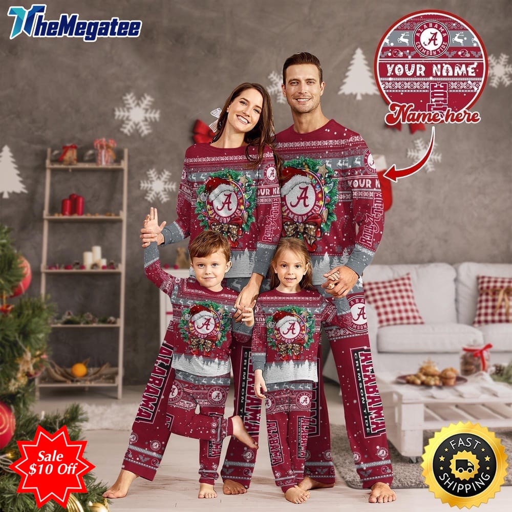 personalized ncaa alabama crimson tide pajamas xmas for sports fan