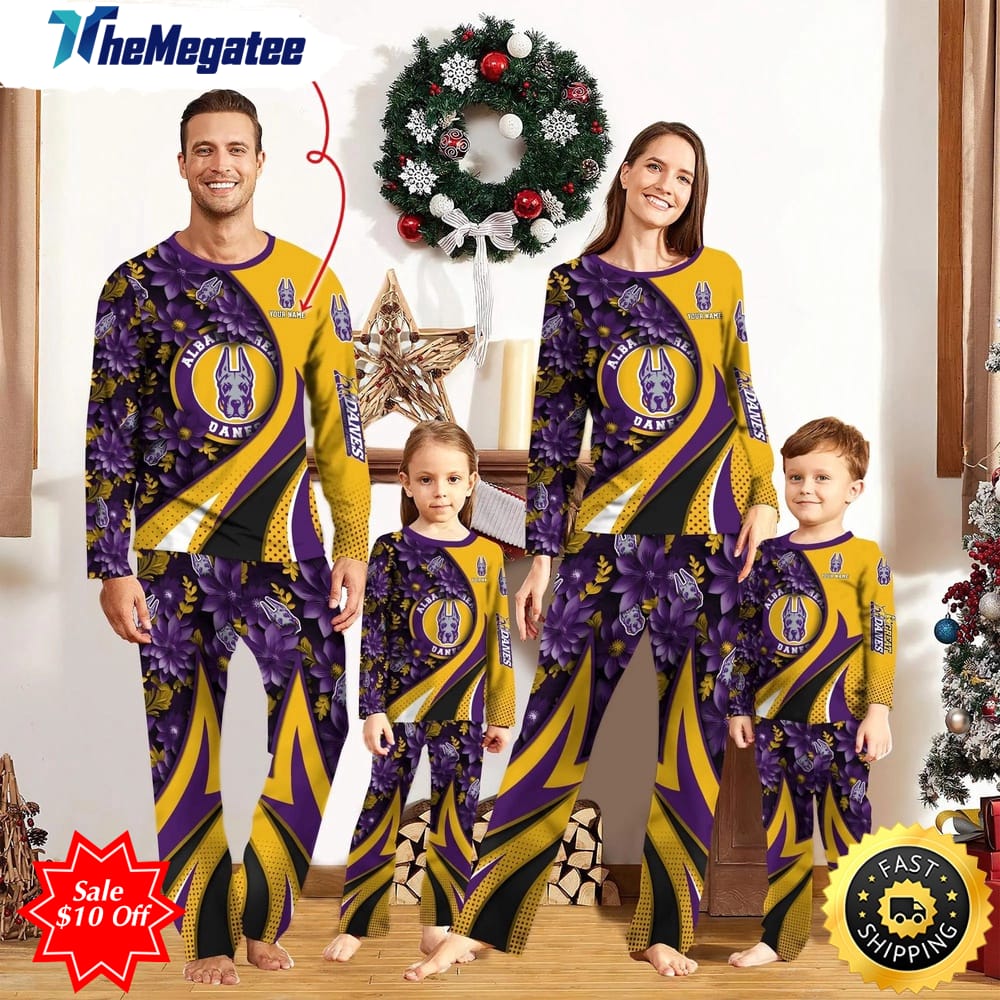 personalized ncaa albany great danes pajamas flower for sport family