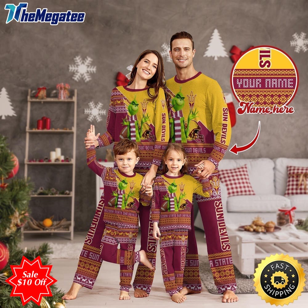 personalized ncaa arizona state sun devils pajamas xmas for sport family