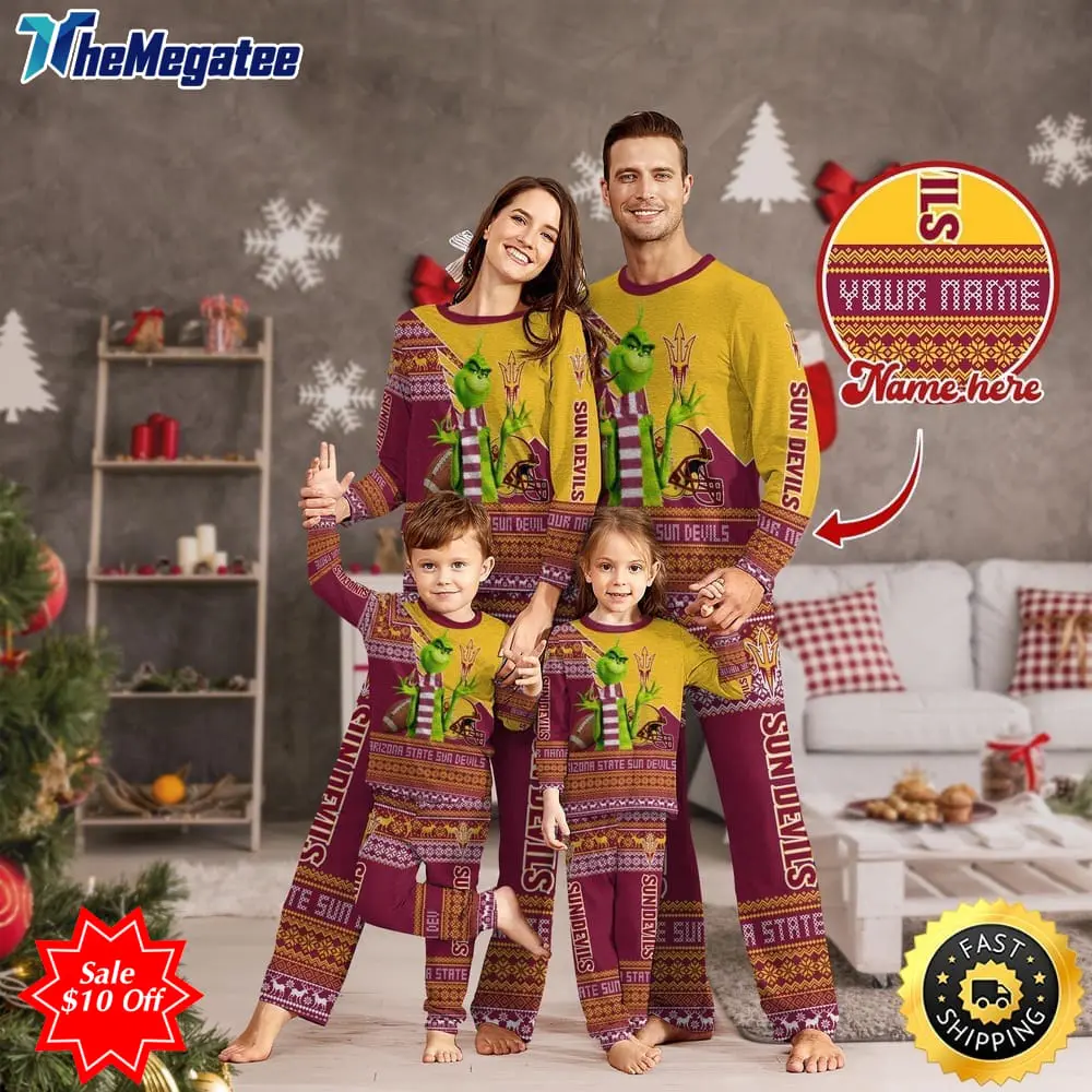 personalized ncaa arizona state sun devils pajamas xmas for sport family