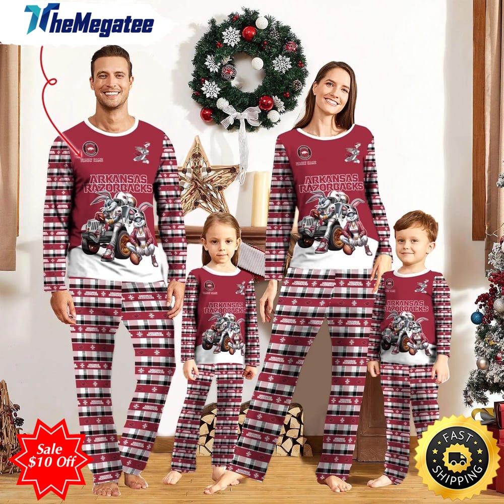 personalized ncaa arkansas razorbacks pajamas for family