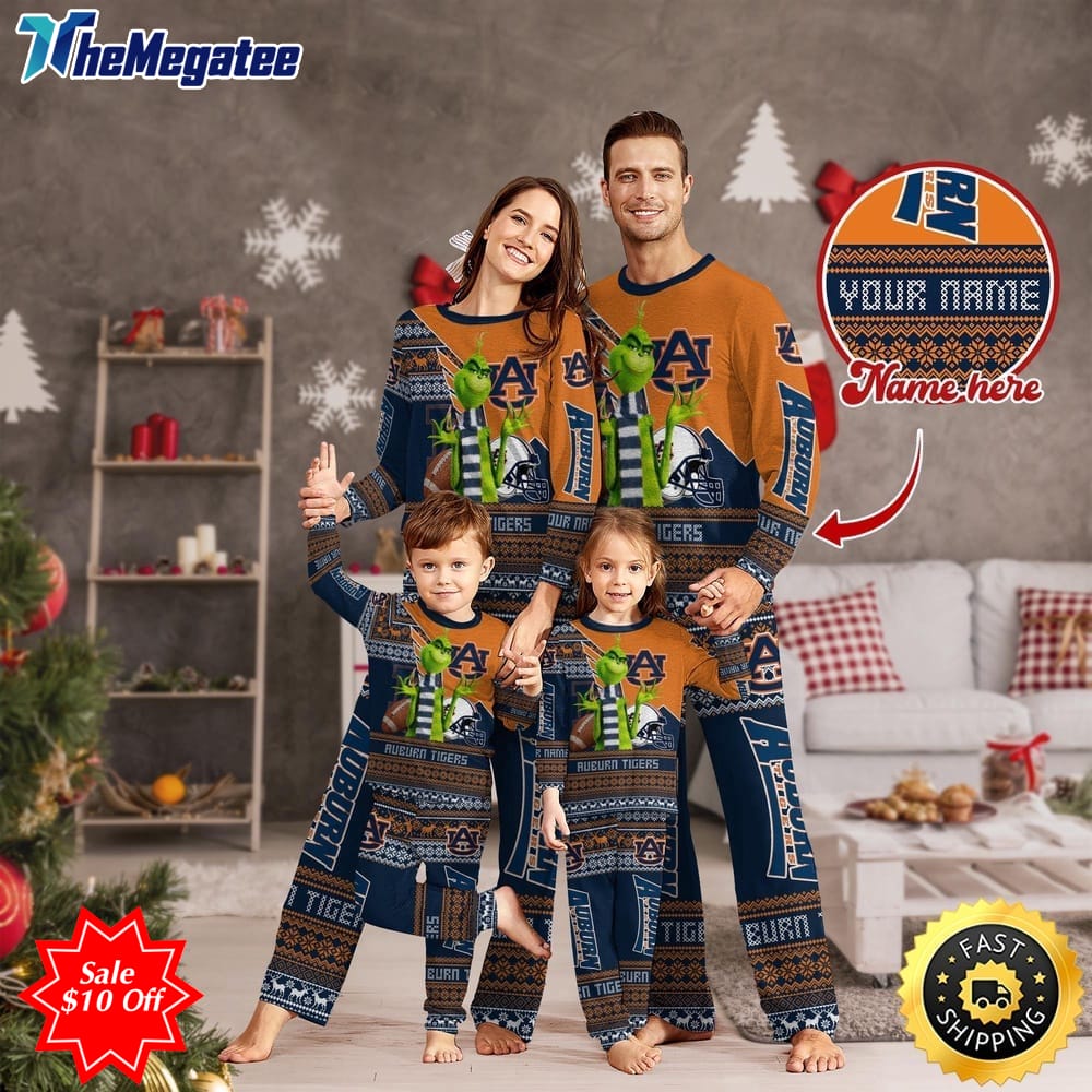 personalized ncaa auburn tigers pajamas xmas for sport family