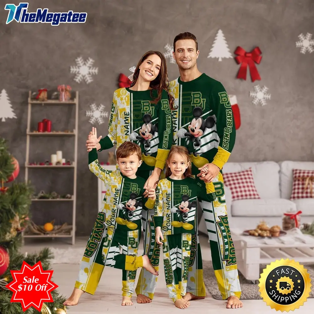 personalized ncaa baylor bears pajamas mickey mouse for family