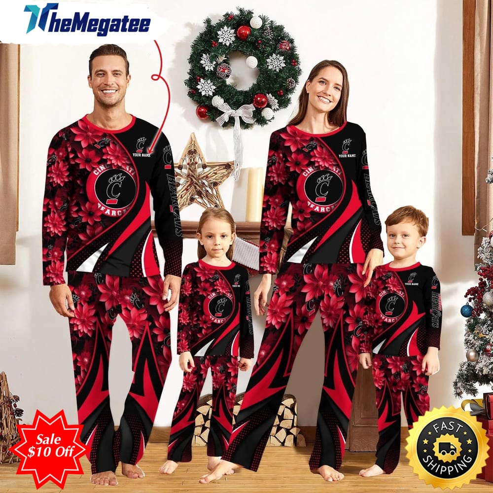 personalized ncaa cincinnati bearcats pajamas flower for sport family