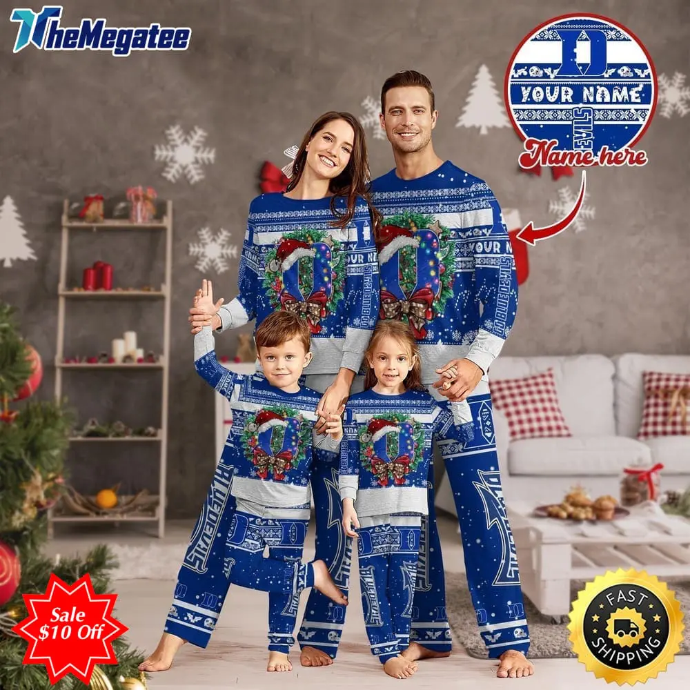 personalized ncaa duke blue devils pajamas christmas pajamas for sports fan