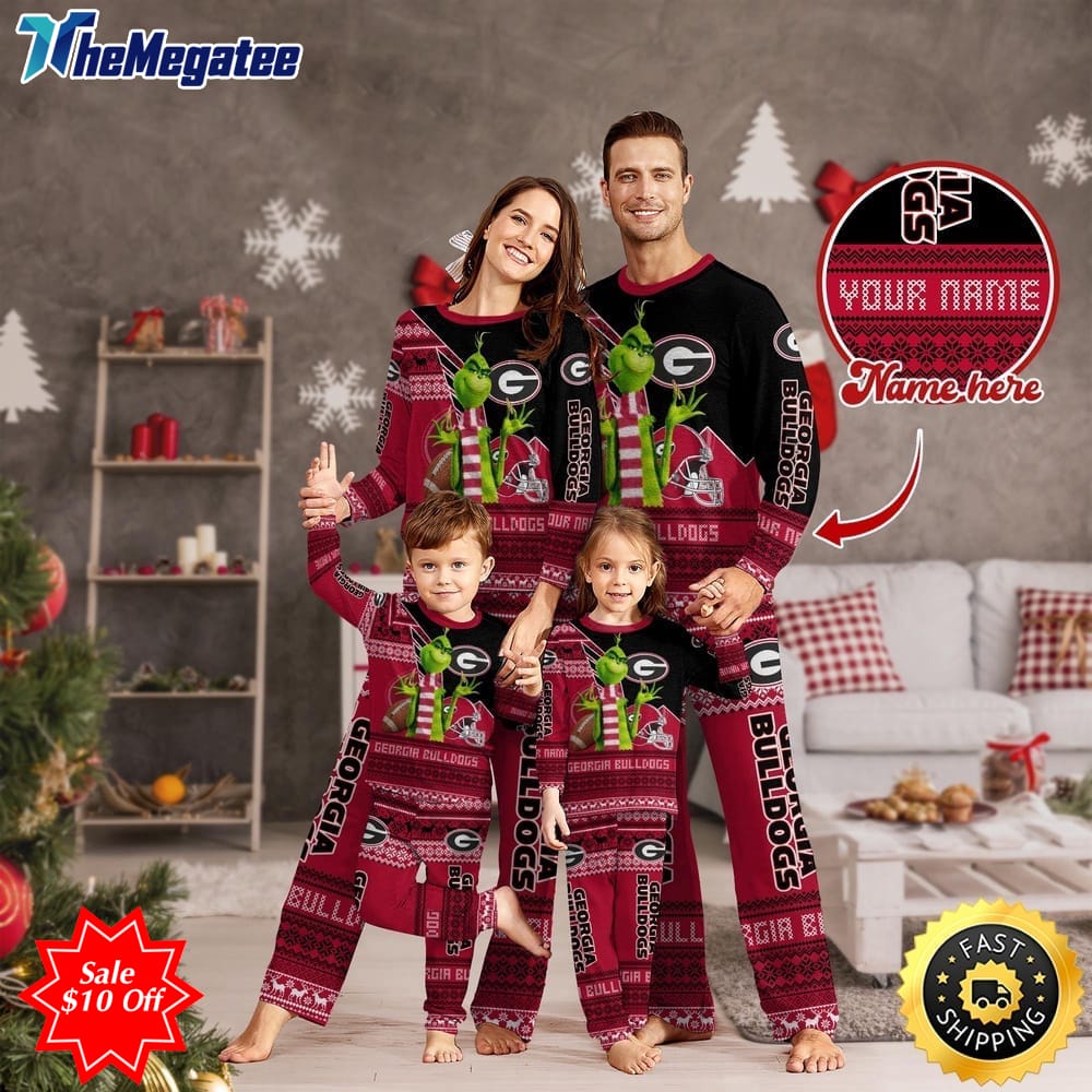 personalized ncaa georgia bulldogs pajamas xmas for sport family