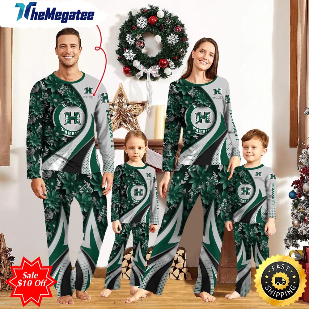 personalized ncaa hawaii rainbow warriors pajamas flower for sport family