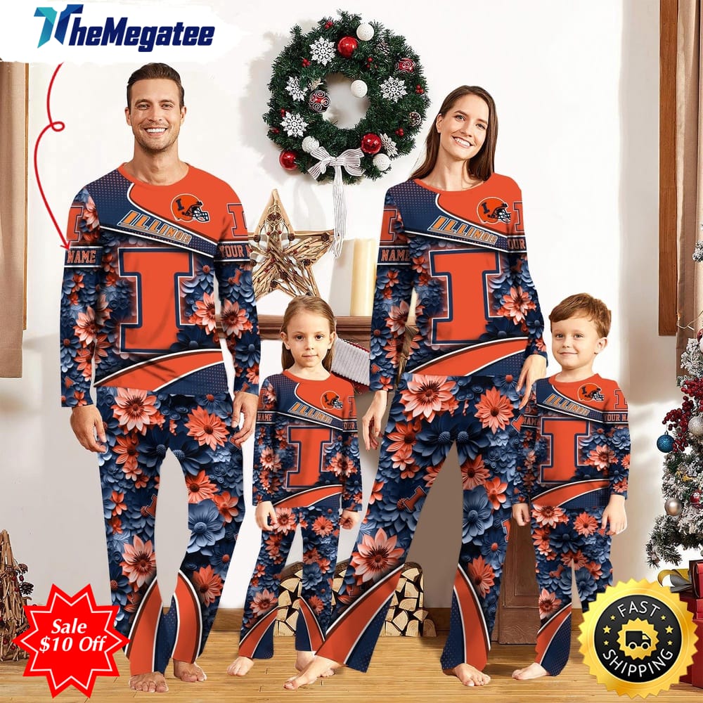 personalized ncaa illinois fighting illini pajamas for family pajamas sport fans