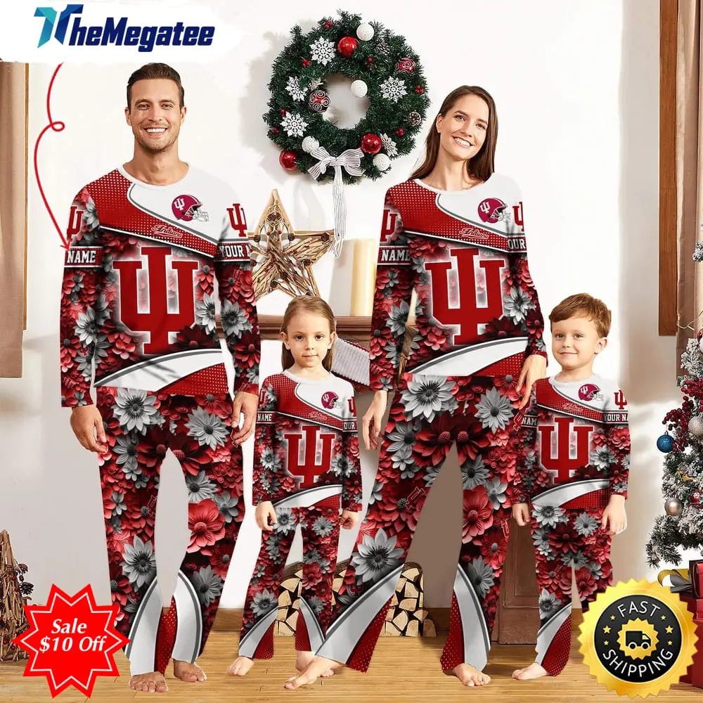 personalized ncaa indiana hoosiers pajamas for family pajamas sport fans