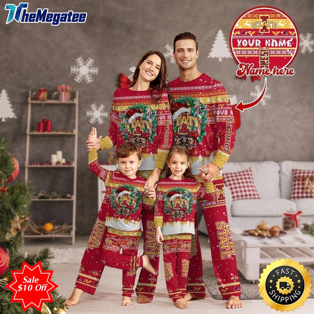 personalized ncaa iowa state cyclones pajamas christmas pajamas for sports fan