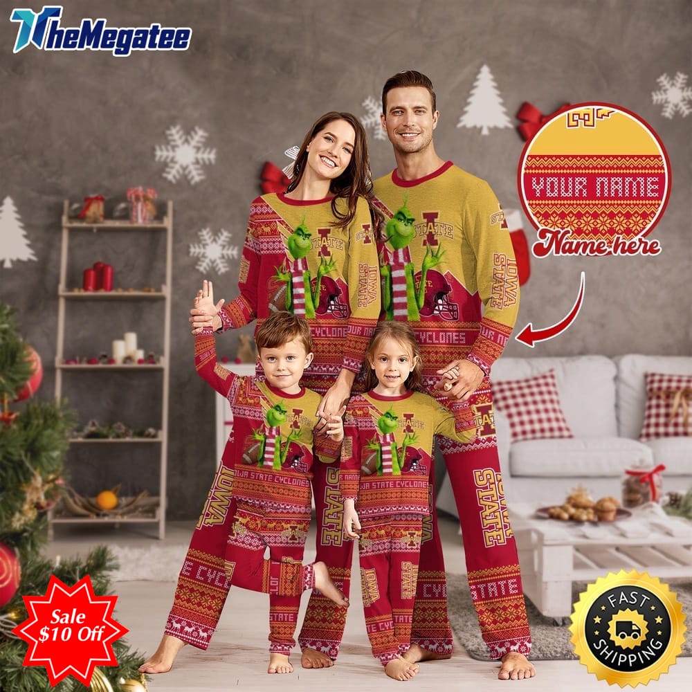 personalized ncaa iowa state cyclones pajamas xmas for sport family