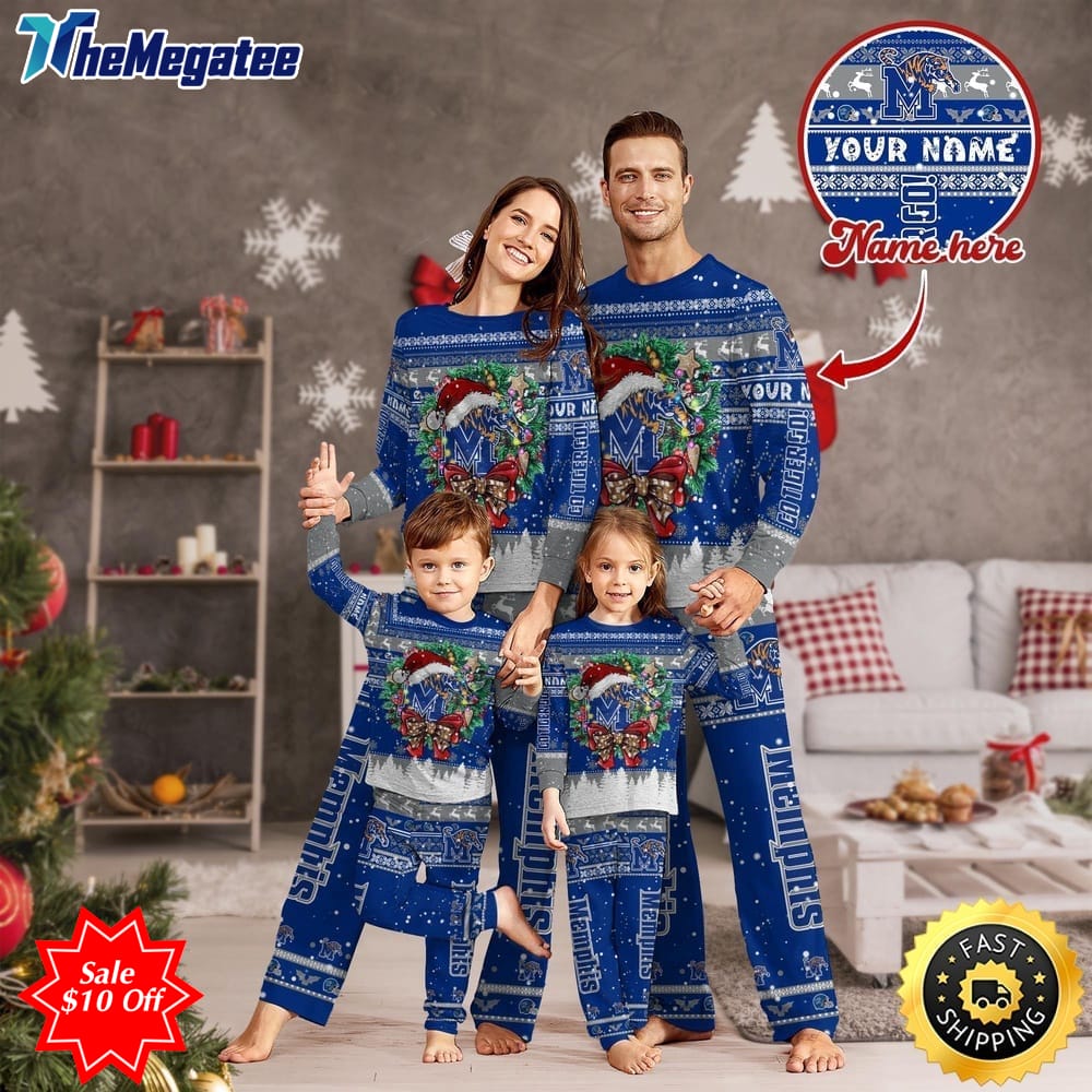 personalized ncaa memphis tigers pajamas xmas for sports fan