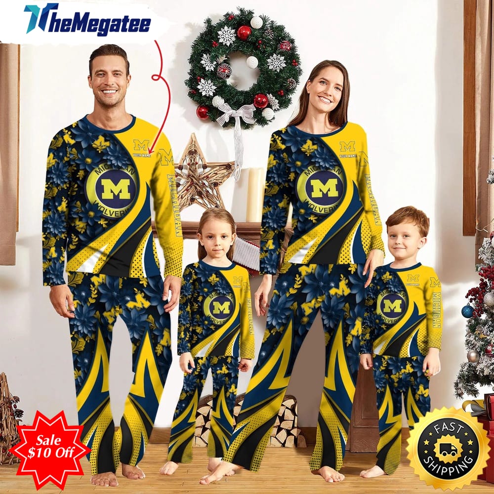 personalized ncaa michigan wolverines pajamas flower for sport family