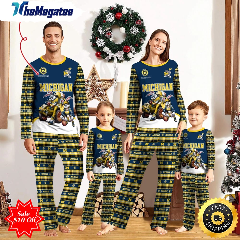 personalized ncaa michigan wolverines pajamas for family